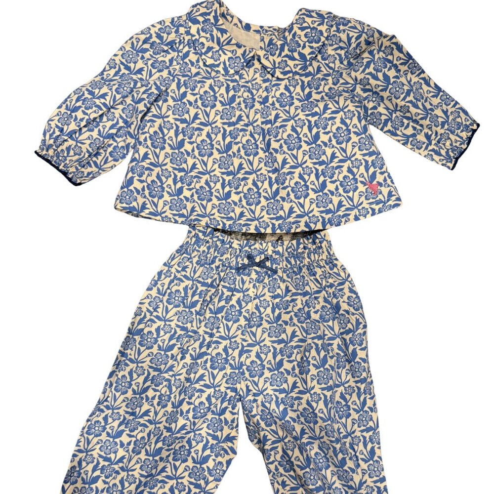 NWT Pink Chicken Girls Summer Cotton Blouse and Pant Set 3/6M